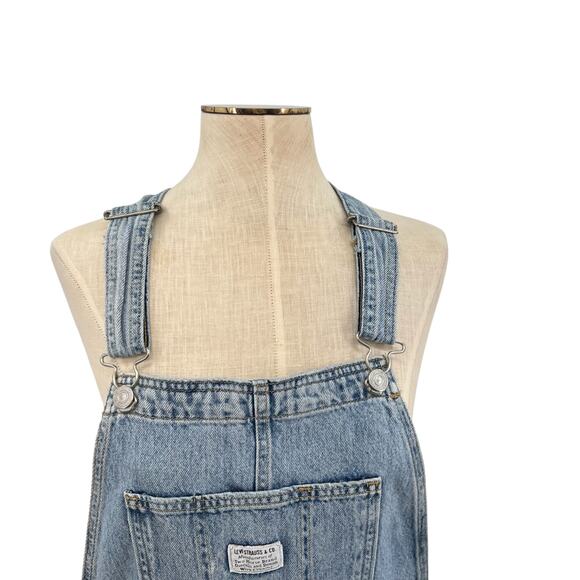 Levi's Norah Skirtall Dress Overall Mini Cotton Denim Blue Size XS - Picture 3 of 16